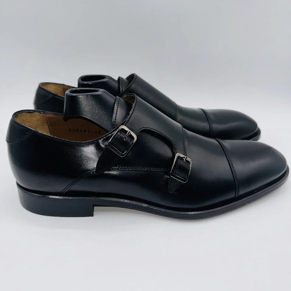 Antonio Maurizi Double‎ Monk Strap Oxfords Men's Size 9 EU 42 Black Leather